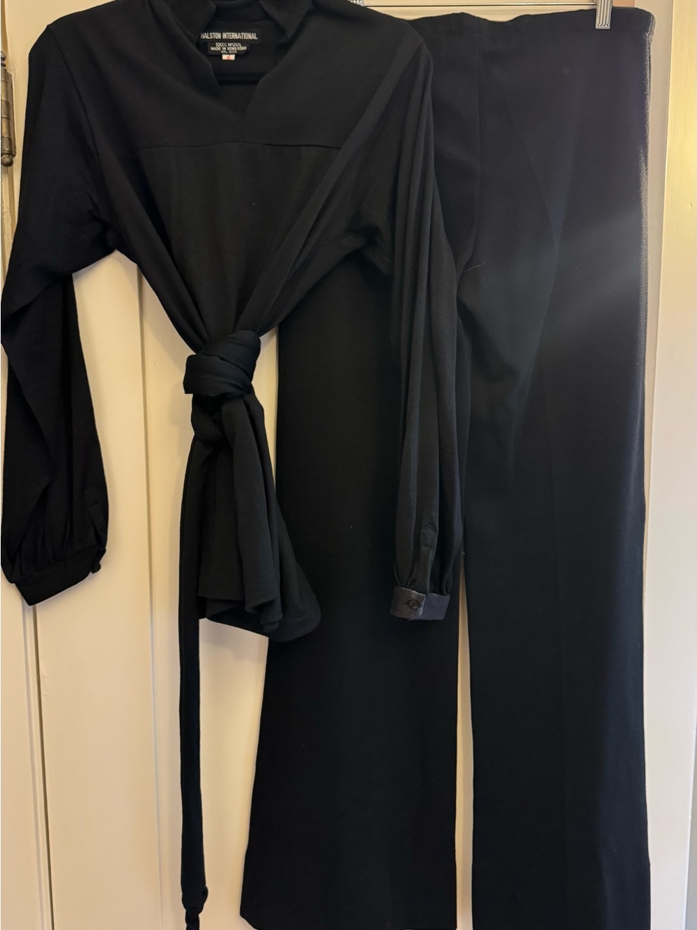 Halston Int Vintage Black Long Sleeve Wrap blouse and pants